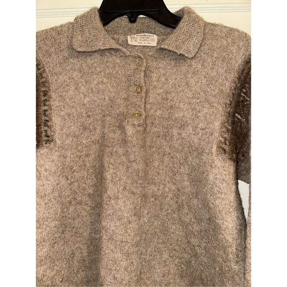 100% BABY ALPACA 3 BUTTON PULL-OVER polo LONG SLEEVE SWEATER Youth XL - Picture 3 of 4